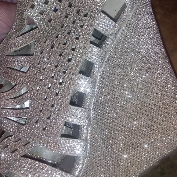 Wedged Sandals, 100% Blinged Out,Beautiful Gold. - Picture 2 of 6